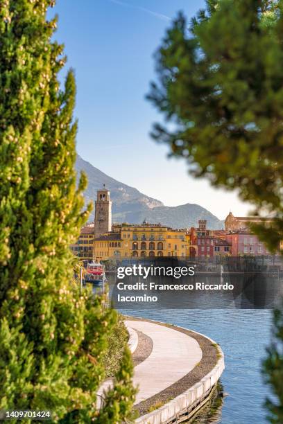 riva del garda, lake in springtime. - riva del garda stock pictures, royalty-free photos & images