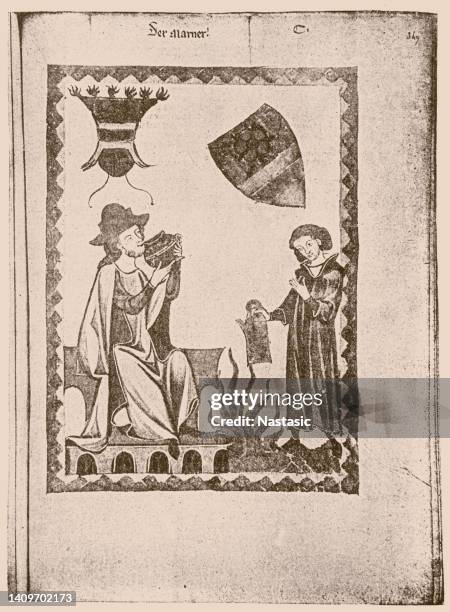 illustrazioni stock, clip art, cartoni animati e icone di tendenza di der marner era un poeta itinerante di origine sveva e cantante del 13 ° secolo che mostra una solida educazione scolastica nei suoi testi - menestrello-persona