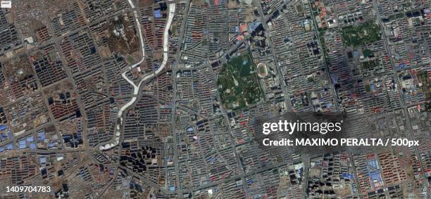 aerial view of buildings in city,hohhot,inner mongolia,china - hohhot stock-fotos und bilder