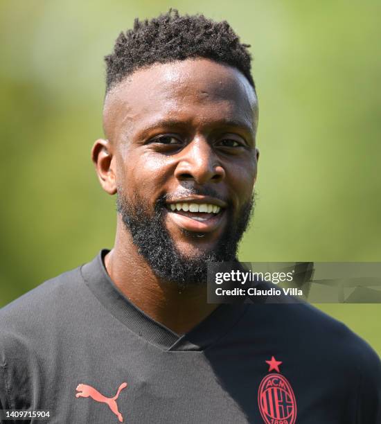 Divock Origi of AC Milan in action during training session at Milanello on July 19, 2022 in Cairate, Italy.