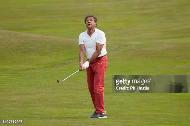 Sir Rocco Forte in action prior to The Senior Open Presented by Rolex at The King's Course, Gleneagles on July 19, 2022 in Auchterarder, United...