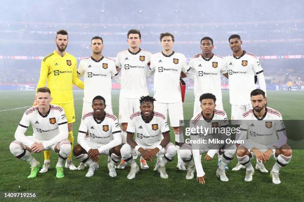 Manchester United pose for a team photo during the Pre-Season Friendly match between Manchester United and Crystal Palace at Melbourne Cricket Ground...