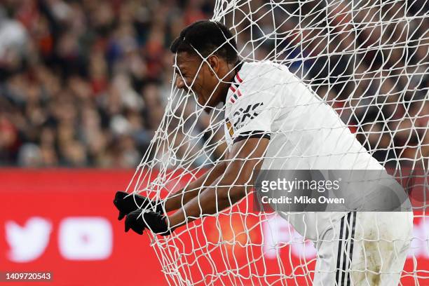 Anthony Martial of Manchester United reacts after missing a shot at goal during the Pre-Season Friendly match between Manchester United and Crystal...