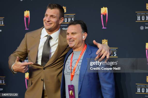Rob Gronkowski and Drew Rosenhaus arrive for the NFL Honors show at YouTube Theater on February 10, 2022 in Inglewood, California.