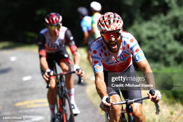 Simon Geschke of Germany and Team Cofidis - Polka Dot Mountain Jersey competes in the chase group during the 109th Tour de France 2022, Stage 16 a...