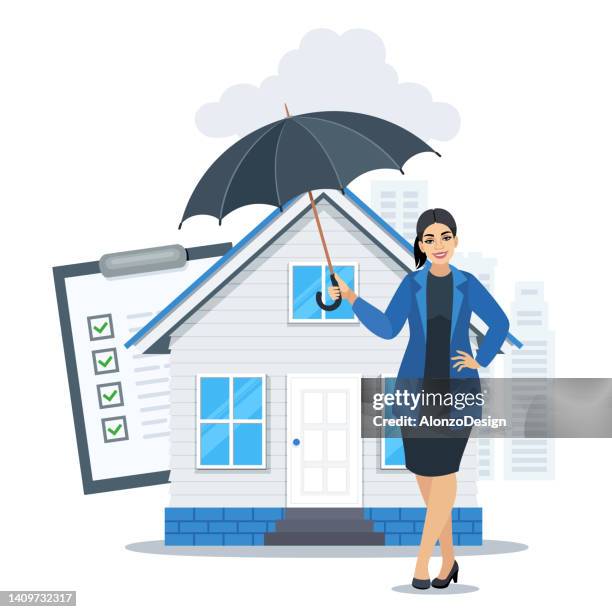 house insurance - broken umbrella stock illustrations