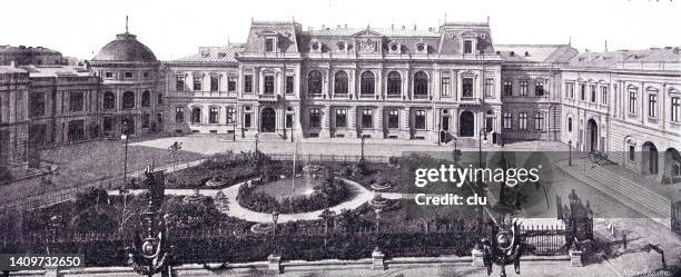 illustrazioni stock, clip art, cartoni animati e icone di tendenza di castello reale di bucarest - bucarest
