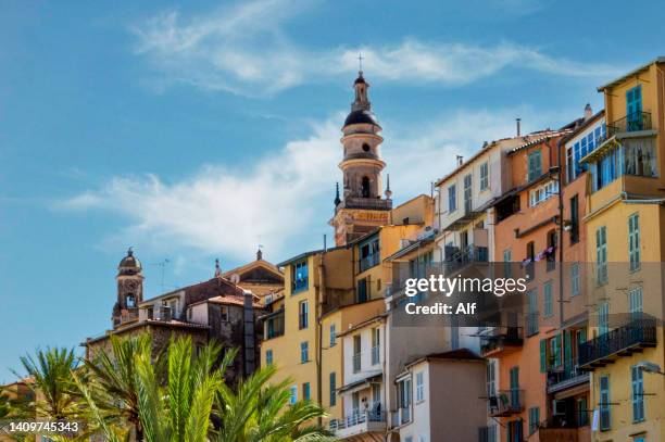 view of menton, french riviera, france - cannes croisette stock-fotos und bilder