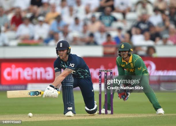 Ben Stokes of England bats during the 1st Royal London Series One Day International match between England and South Africa at Emirates Riverside on...