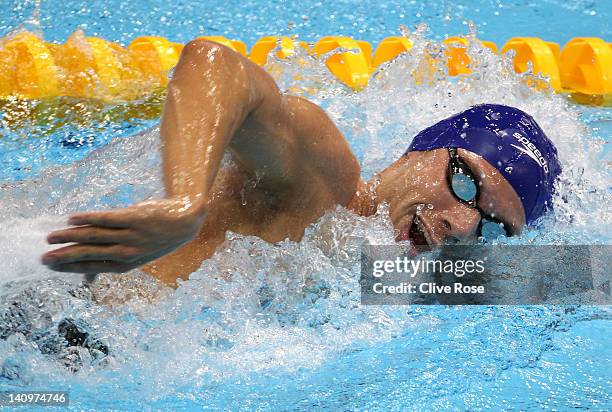 Daniel Fogg of Loughborough University S & WPC competes in the Men's 1500m Freestyle Heat 3 during day seven of the British Gas Swimming...