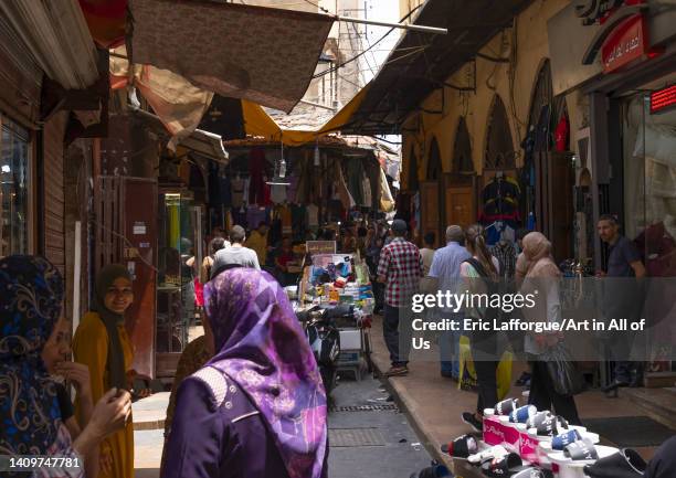 Lebanese people in the in the old souk, North Governorate, Tripoli, Lebanon on June 2, 2022 in Tripoli, Lebanon.