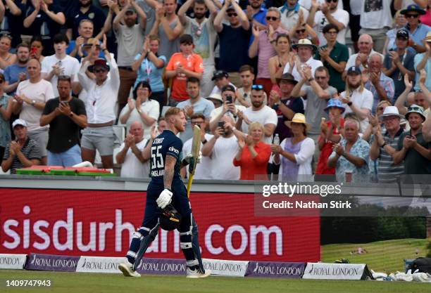 Ben Stokes of England makes his way back to the England dressing room after his last One Day International innings during the 1st Royal London Series...