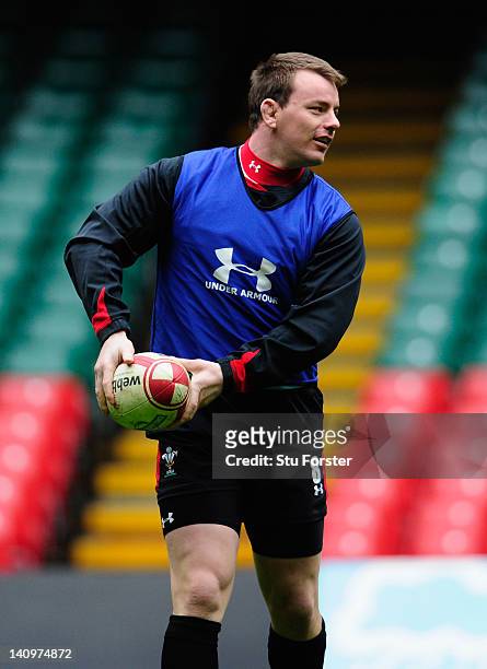 Wales forward Matthew Rees in action at the Wales Captain's Run ahead of tomorrows RBS six nations game against Italy at Millennium Stadium on March...