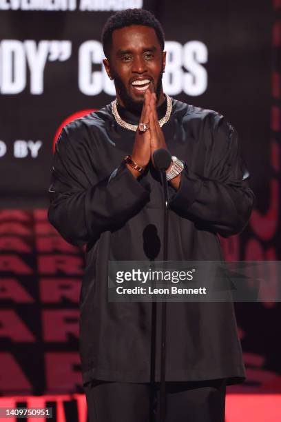 Honoree Sean ‘Diddy’ Combs accepts the BET Lifetime Achievement Award onstage during the 2022 BET Awards at Microsoft Theater on June 26, 2022 in Los...