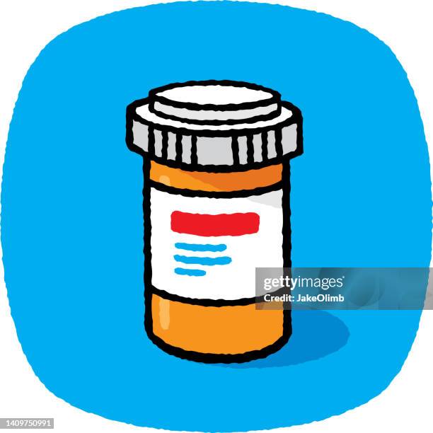 pill bottle doodle 7 - lifestyle doodle stock illustrations