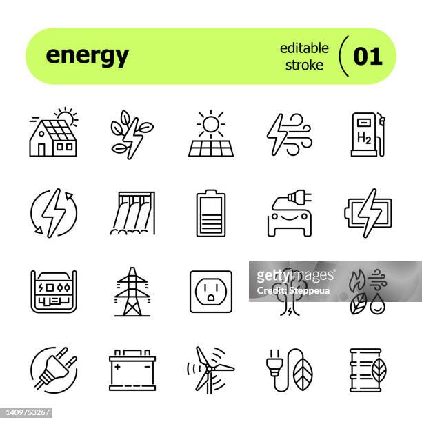 ilustrações de stock, clip art, desenhos animados e ícones de energy line icon - energias renovaveis