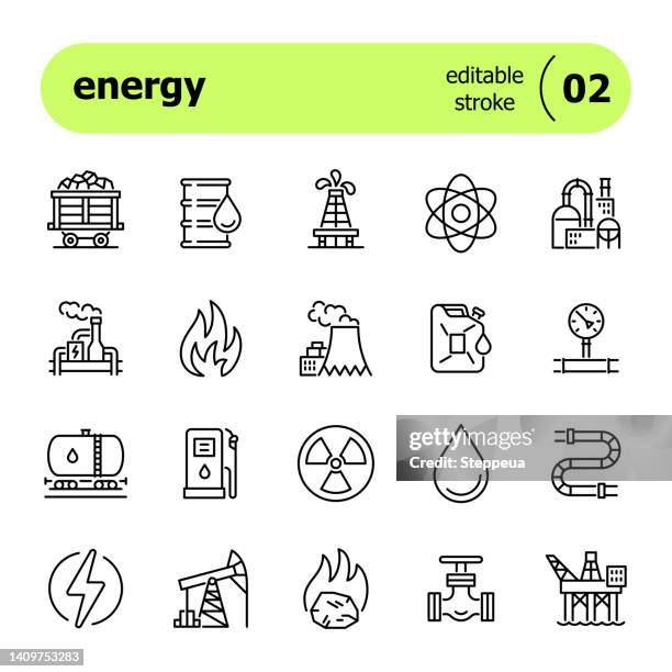 illustrazioni stock, clip art, cartoni animati e icone di tendenza di linea icona energia - industria petrolifera