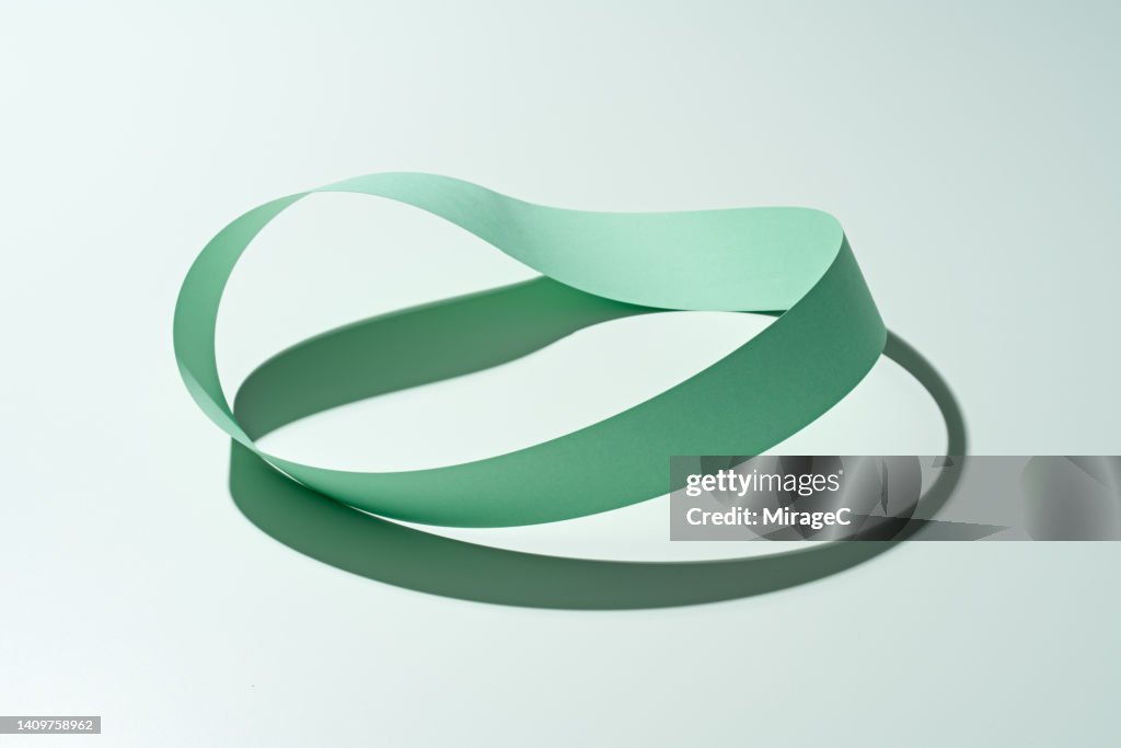 Möbius or Mobius Strip Made of Green Colored Paper Strip