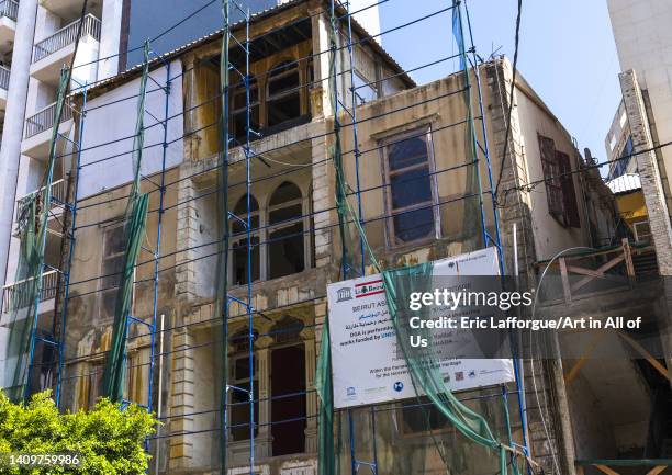 Renovation of a lebanese house destroyed by the port explosion, Beirut Governorate, Beirut, Lebanon on June 5, 2022 in Beirut, Lebanon.