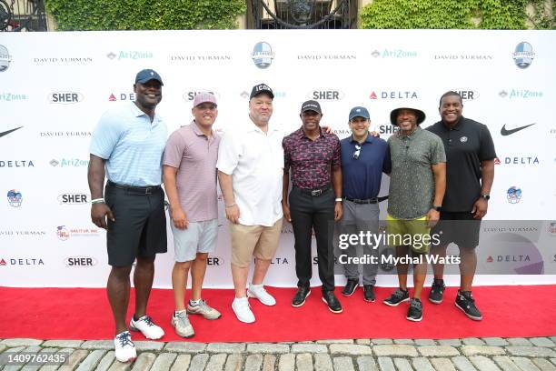 Erik Coleman, Jim Salgado, Rich Salgado, Victor Green, Adam Schefter, Jim Trotter and Kevin Weekes attend 2022 Big Daddy Celebrity Golf Classic at...