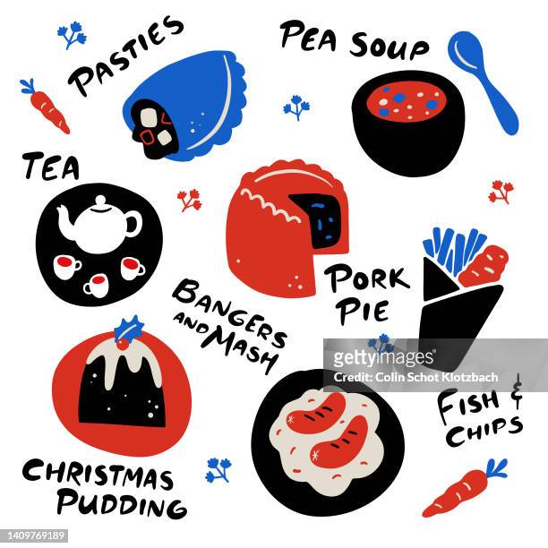 stockillustraties, clipart, cartoons en iconen met british cuisine - christmas pudding
