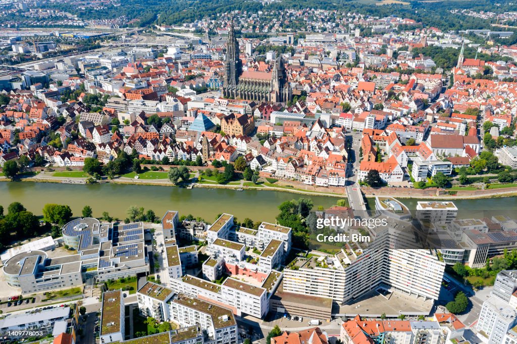 City of Ulm and Neu Ulm, Germany, Aerial View