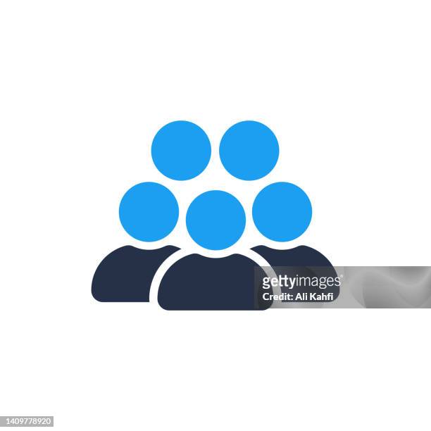 group of people or group of users or friends, vector, icon - three people stock illustrations