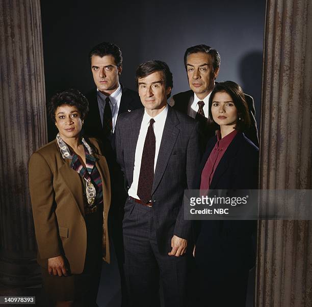 Season 5 -- Pictured: S. Epatha Merkerson as Lt. Anita Van Buren, Chris Noth as Detective Mike Logan, Sam Waterston as Executive A.D.A. Jack McCoy,...