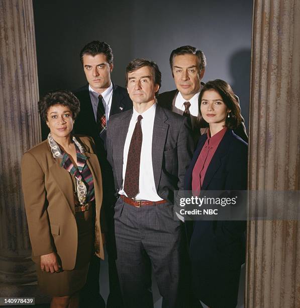 Season 5 -- Pictured: S. Epatha Merkerson as Lt. Anita Van Buren, Chris Noth as Detective Mike Logan, Sam Waterston as Executive A.D.A. Jack McCoy,...