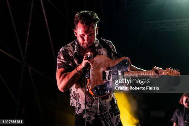 Nicholas Willes of Editors performs at Balena Festival at Arena Del Mare on July 19, 2022 in Genoa, Italy.