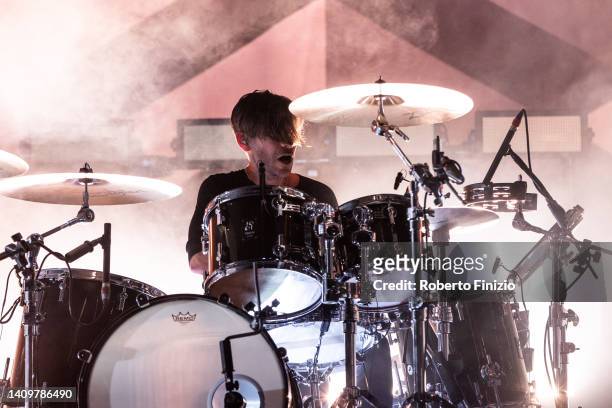 Ed Lay of Editors performs at Balena Festival at Arena Del Mare on July 19, 2022 in Genoa, Italy.