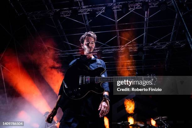 Tom Smith of Editors performs at Balena Festival at Arena Del Mare on July 19, 2022 in Genoa, Italy.