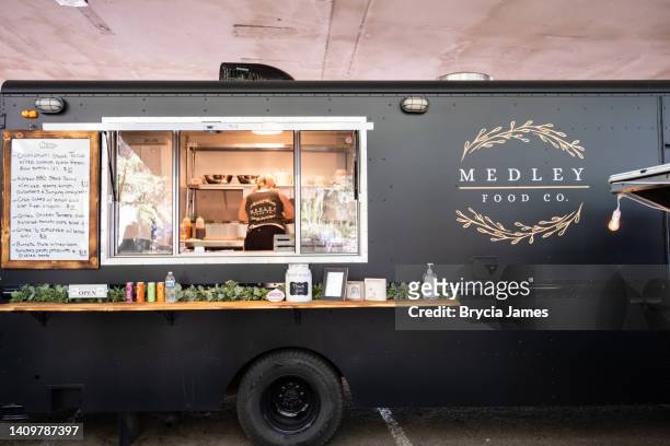food truck at reno's riverside market - reno stock pictures, royalty-free photos & images