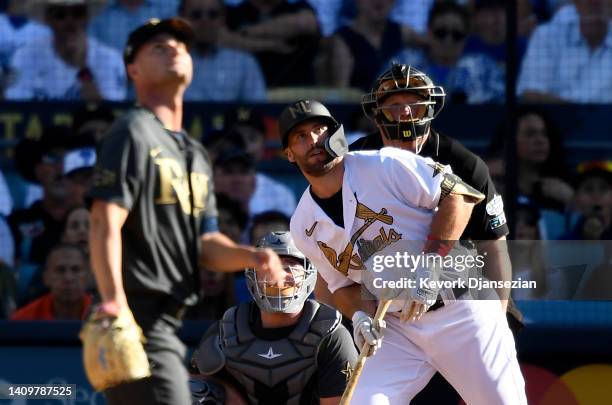 Paul Goldschmidt of the St. Louis Cardinals watches his home run in the first inning during the 92nd MLB All-Star Game presented by Mastercard at...