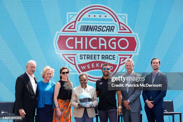 And IMSA Chairman Jim France, NASCAR Executive Vice Chair Lesa France Kennedy, Kara Bauchman, Chicago Mayor Lori Lightfoot, Bubba Wallace, NASCAR...