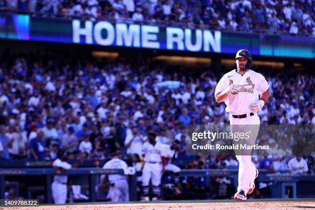 Paul Goldschmidt of the St. Louis Cardinals runs to home base after hitting a solo home run in the first inning during the 92nd MLB All-Star Game...