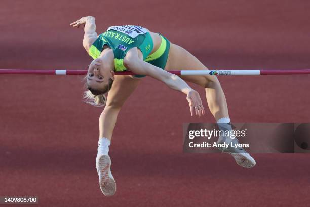 Eleanor Patterson of Team Australia competes in the Women's High Jump Final on day five of the World Athletics Championships Oregon22 at Hayward...