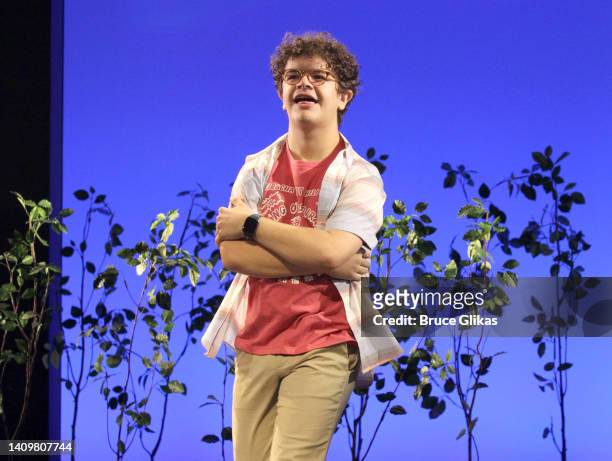Gaten Matarazzo makes his debut as "Jared Kleinman" in the musical "Dear Evan Hansen" on Broadway at The Music Box Theatre on July 19, 2022 in New...