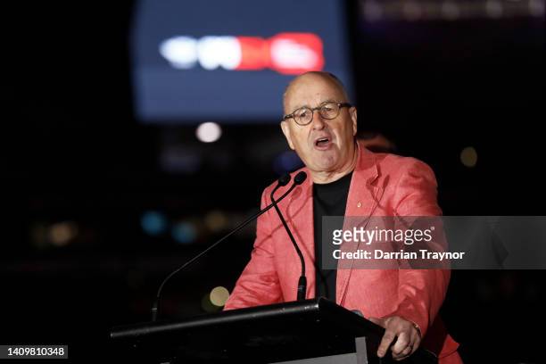 Global President Tony Cochrane speaks during a media opportunity at Marvel Stadium on July 20, 2022 in Melbourne, Australia.