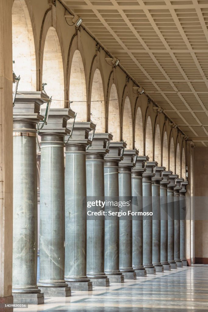 Colonnade covered walkway in a street