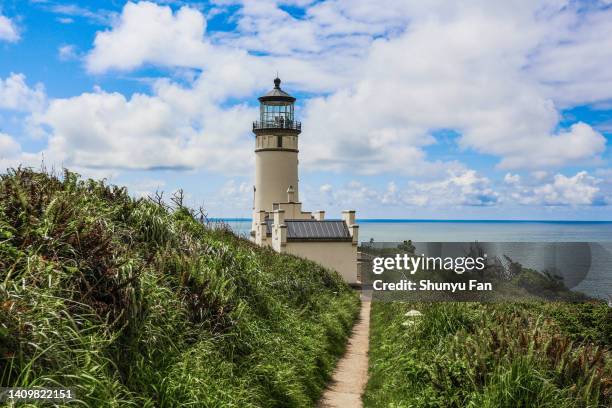 north head lighthouse at cape disappointment - washington state stock pictures, royalty-free photos & images