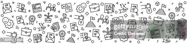 job and resume patterns with linear icons, trendy linear style vector - human resources background stock illustrations
