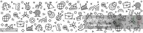 performance management patterns with linear icons, trendy linear style vector - performance coaching stock illustrations