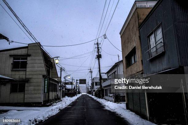 An empty street is seen in the highly radiated town of Iitate, on March 09, 2012 in the village of IItate, Fukushima Prefecture, Japan. Radiation is...