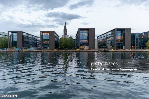 Kalvebod Brygge or Kalvebod Onda on May 29, 2022 in Copenhagen, Denmark. Kalvebod Brygge is a waterfront area in the Vesterbro district of...