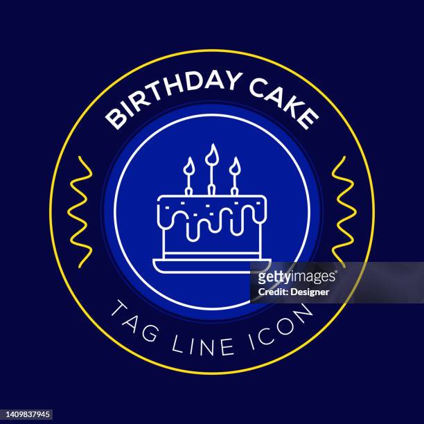 stockillustraties, clipart, cartoons en iconen met birthday cake circle badge, modern logo vector icon design line style - cake logo