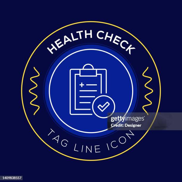 health check circle badge, modern logo vector icon design line style - healthcheck stock illustrations