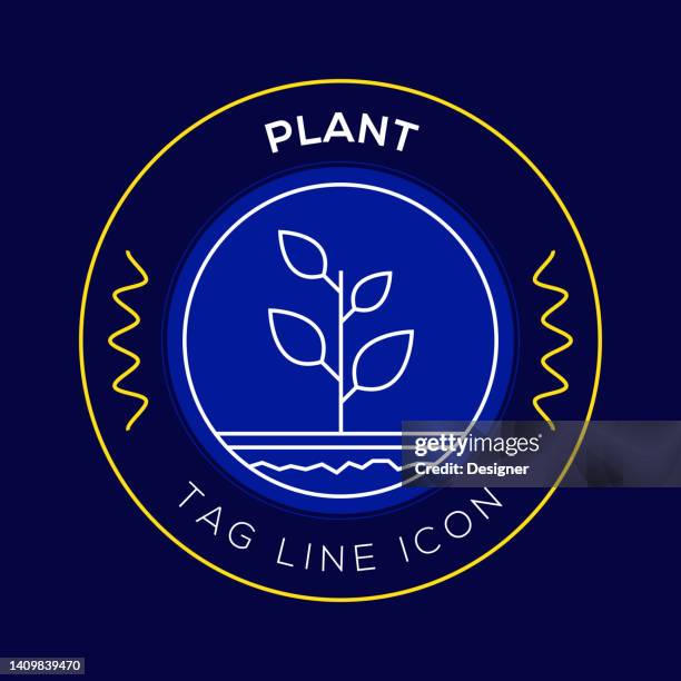 plant circle badge, modern logo vector icon design line style - circle tree logo stock illustrations
