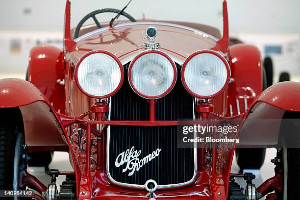 Alfa Romeo 8C 2300 sits on display inside the Enzo Ferrari Home Museum in Modena, Italy, on Friday, March 9, 2012. Ferrari SpA aims to beat 2011...