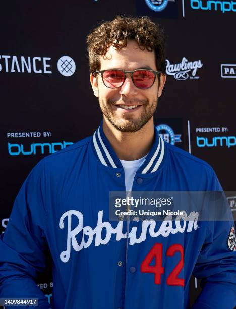 Skylar Astin attends the Bumpboxx Honors 75th Anniversary Of Jackie Robinson Breaking The Color Barrier With Celebrity Softball Game At Jackie...